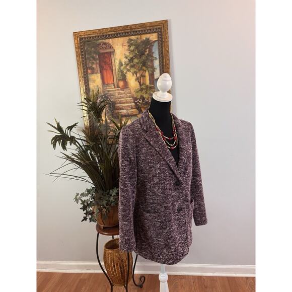 Talbots Women Mélange HERRINGBONE 4P Tweed Blazer Long Sleeve Lapel Notch Collar - Picture 8 of 14